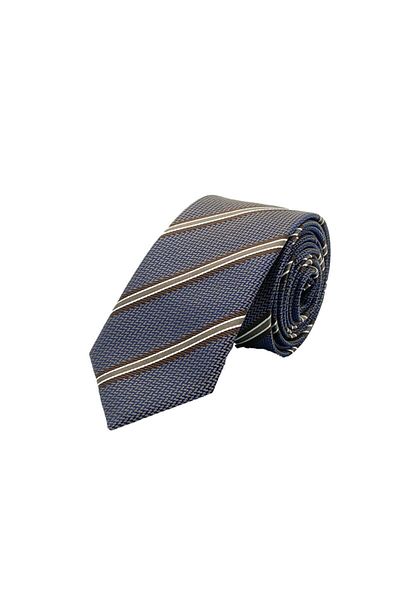 Brianze Brown Striped Tie Handkerchief Set