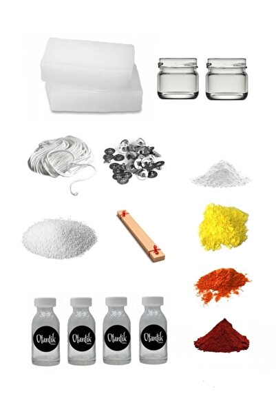 Otantik Mum Yapım Seti,başlangıç Seti,1kg Kokulu Parafin,esans,boya,fitil,çıtçıt,ahşap Fitil,kavanoz,stearin