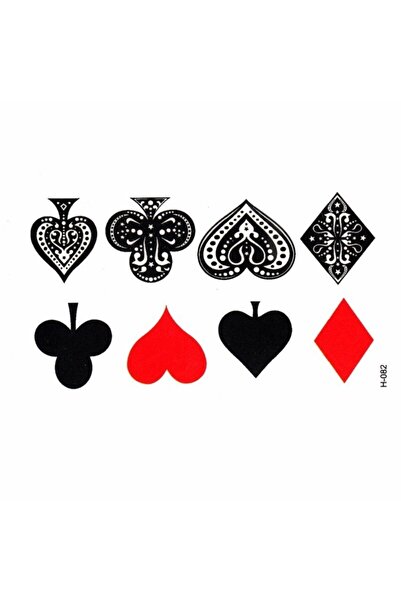 Market66 Geçici Dövme Renkli Iskambil Sembol Kupa Maça Joker Su Geçirmez Tattoo