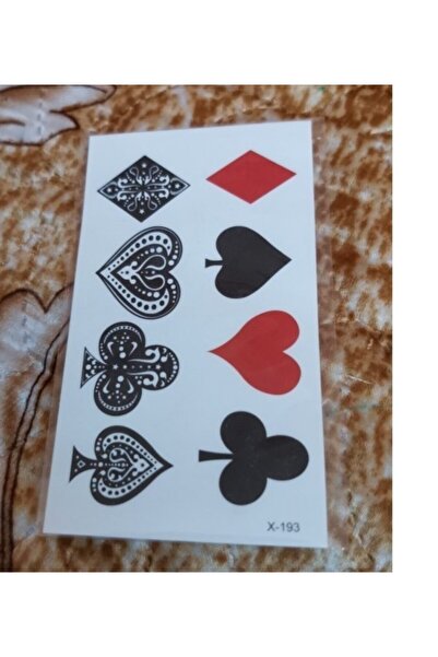 Market66 Geçici Dövme Renkli Iskambil Sembol Kupa Maça Joker Su Geçirmez Tattoo