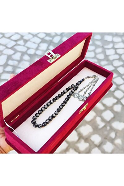 tesbihediye Gümüş Püsküllü Erzurum Oltu Taşı Tesbih