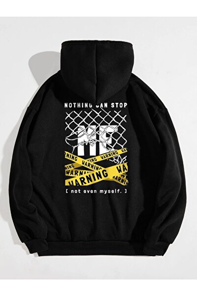 Benisengiydir Pánská černá mikina s kapucí, oversize, nic mě nemůže zastavit