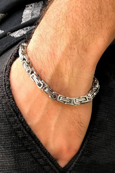 TREND COLLECTİON King Model 5 Mm. Silver Steel Men's Bracelet