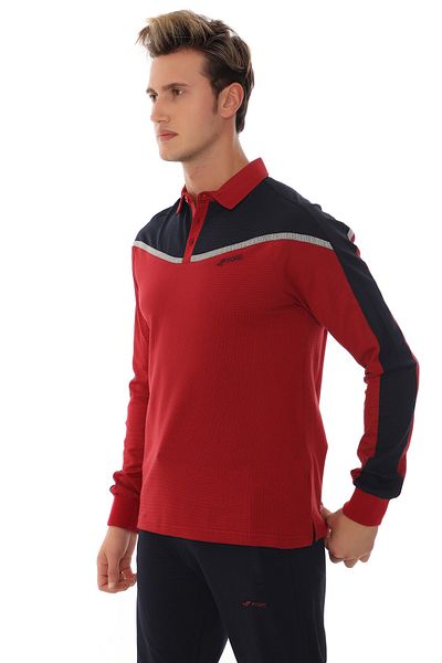 FORE SPORT Men's Red Polo Collar Long Sleeve T-shirt Suit