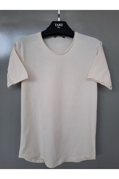 COOL TARZ Ανδρικό μπλουζάκι Light Cream Dotted Dirty Collar Casual