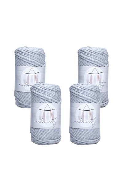 Makromecity Premium Taranan Macrame Twine 3mm Makrame Tearable Hobby Twine Σετ 4 4 Γκρι