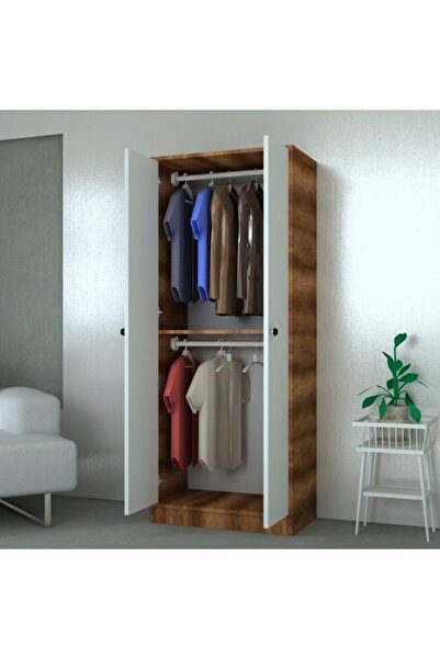 MOBİLİQUE Vegas Gardrop 2 Askılı No:1 Beyaz Ceviz