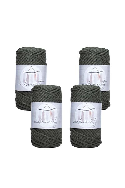 Makromecity Premium Screwed Macrame Thread 3mm Macrame Screwable Hobby Thread Set of 4 4 Khaki