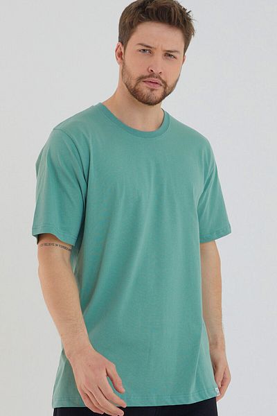 AMAZING CRASH Ανδρικό μπλουζάκι με κοντό μανίκι Water Green Basic Crew Neck Regular Fit