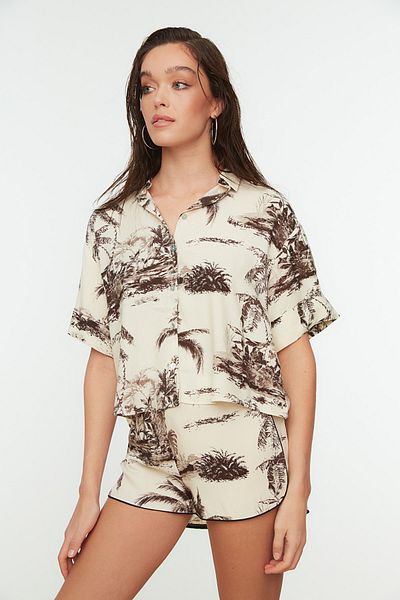 Trendyol Collection Tropical Print Bridal Shirt and Shorts Beach Set - Tbess21Au0078