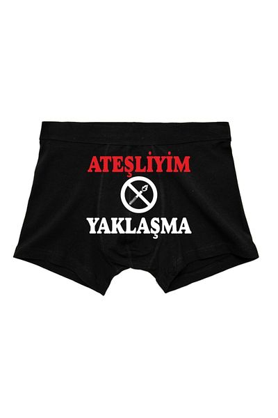 BoxerMasters Μαύρο I'm on Fire Printed Ανδρικά Μπόξερ
