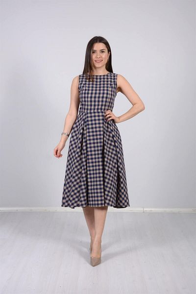 giyimmasalı Rochie Midi din Tesatura Cu Cadri - Culoare Crem