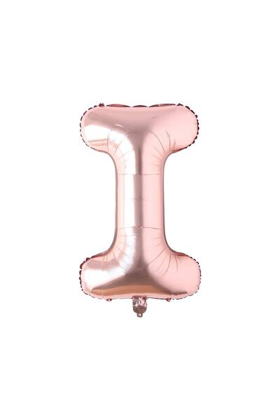 BİDOLUMUTLULUK Rose Gold Folyo Balon I Harfi Helyum Balon 100 Cm