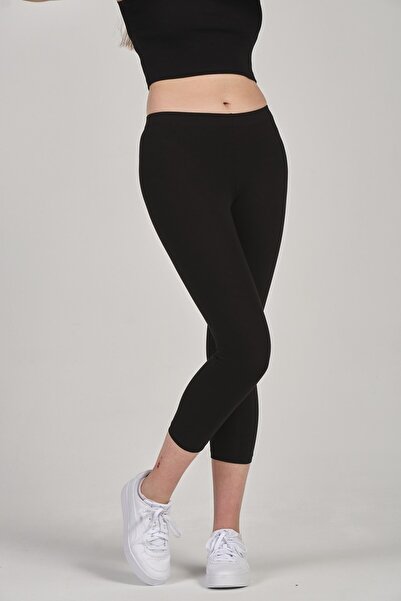 FATELLA Colanți negri din lycra pentru femei, din poliamidă, lungime capri, s...