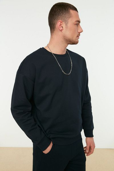 Trendyol Collection Námořnická modrá oversize mikina Polar - TMNAW22sw0959