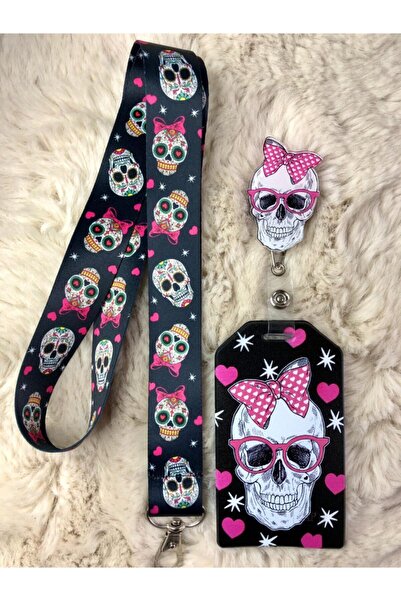 Hediyebum Σετ χαριτωμένο κρανίο με λουράκι λαιμού Yoyo και θήκη για κάρτες