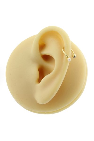 Dianora Piercing 14 Carat Gold Pearl Dangle Minimal Half Ring Piercing