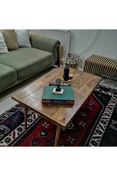 Jefi Tasarım Enjoy Lıfe Tasarım Masif Ağaç Konik Ayak Ahşap Orta Sehpa
