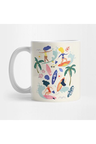Pixxa Surfing Girl Surf Mug Cup