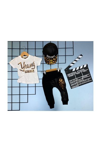 Tarzkids Costum pentru fete alb-negru Young Swage Leopard