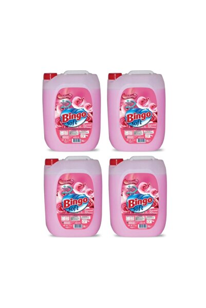 Bingo Soft Sıvı Çamaşır Yumuşatıcı Gülpembe 4 Adet X 5 Litre