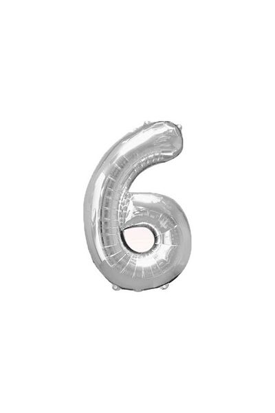 Ece Foil Silver 6 Number Balloon Large Size 100 cm Helium Quality Organization Birthday Entertainment Promise Engagement