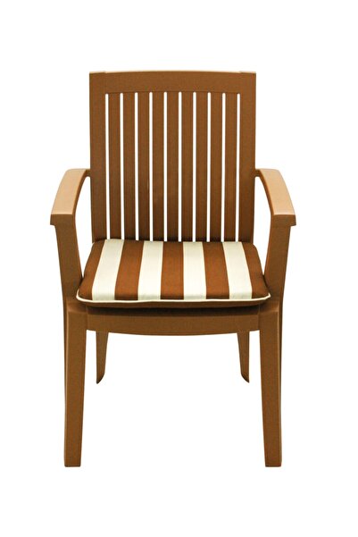 Papatya Koltuk Minderi Teak Ekru Çizgili 47 Cm X 47 cm Kare
