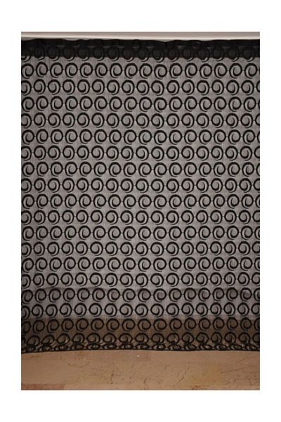 AKÇA TEKSTİL Vakko Model Black Color Rope Curtain Ready Buttons Sewn Rope Curtain 300*270 Cm