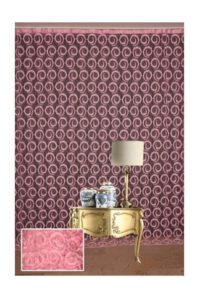 AKÇA TEKSTİL Vakko Model Pink Color Rope Curtain Ready Made Buttons Sewn Rope Curtain 300*270 Cm
