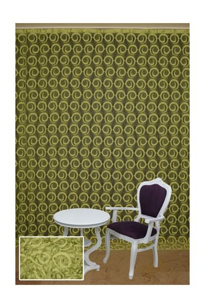 AKÇA TEKSTİL Vakko Model Green Color Rope Curtain Ready-made Buttons Sewn Rope Curtain 300*270 Cm