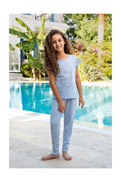 Berrak 940 Kız Çocuk Pijama Takımı 6 Yaş - Mavi Melanj
