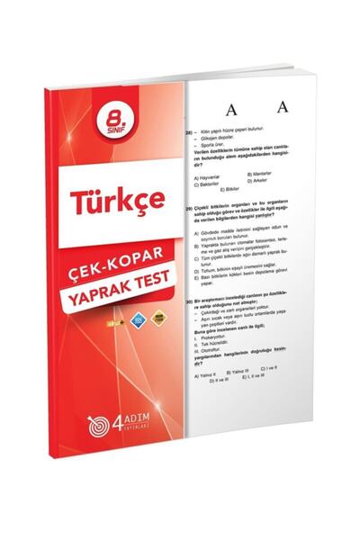 4 Adım Yayınları 4 Adım 8. Sınıf Türkçe Çek Kopar Yaprak Test