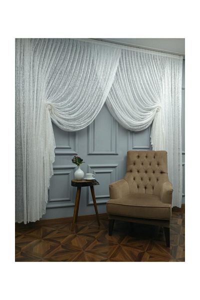 Esse Home Sports Pattern Lace Tulle and Double-breasted Curtain, Tie, 1/4 300x250 cm