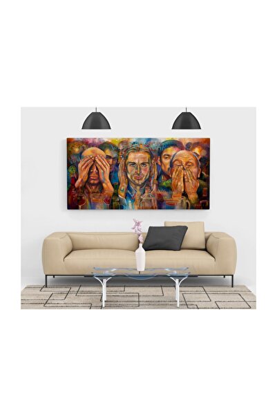 ARTAS Üç Maymun Baskılı Kanvas Tablo 100x200cm