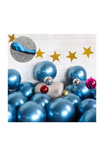 Deniz Party Store Chrome Balloon 12" Inch Blue Color 5 Pieces