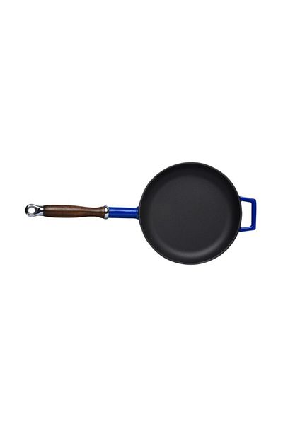 Lava Cast Iron Frying Pan with Wooden Handle. Diameter(ø)24cm. - Blue