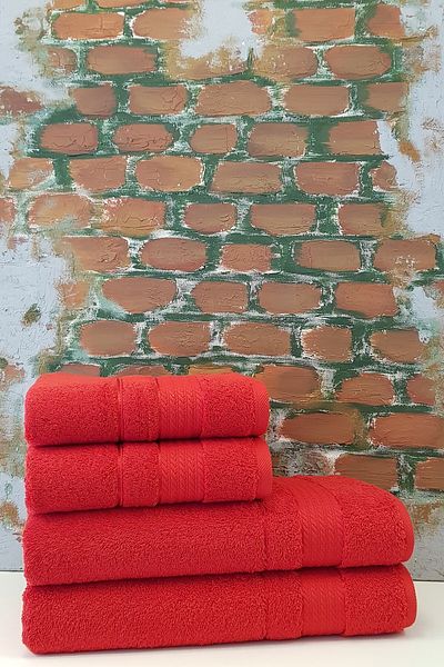 Özdilek Trendy 4 Piece Bath Towel Set -Red (70X140Cm+50X90Cm)