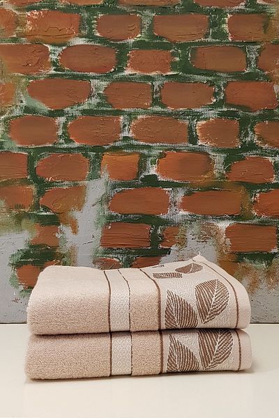Özdilek Juliana Bamboo Set of 2 Towels - Brown and Pink