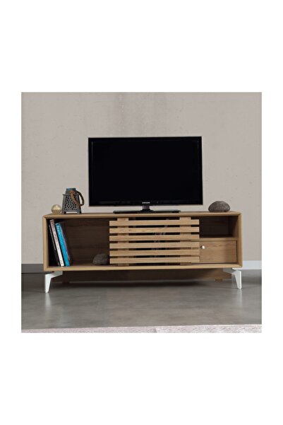 PASİFİC HOME Lulu Metal Ayaklı Sürgü Kapaklı Tv Ünitesi, 100 Cm, Meşe