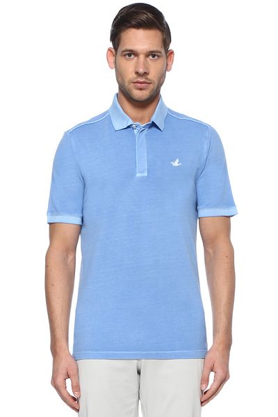 Beymen Club Blaues Polo-Shirt mit Logo in bequemer Passform