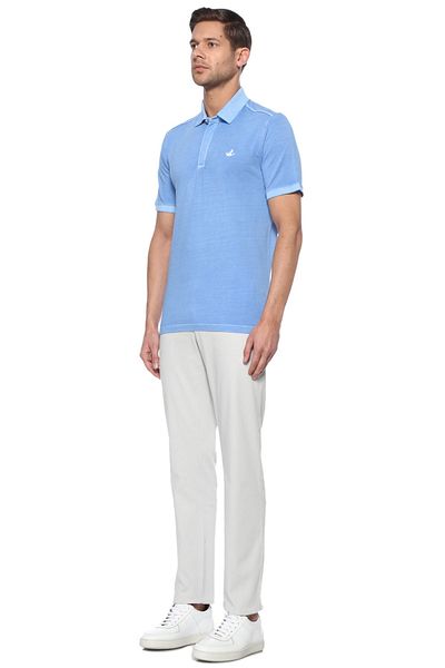 Beymen Club Blaues Polo-Shirt mit Logo in bequemer Passform
