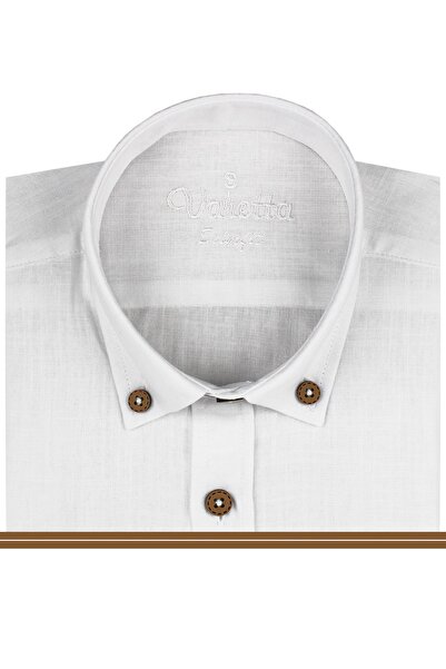 Varetta Сlim Fit біла чоловіча сорочка з льону