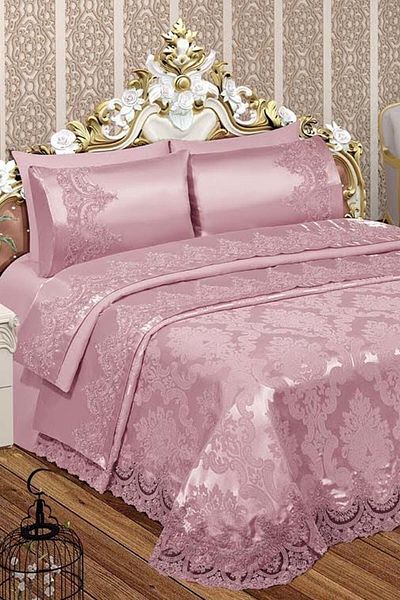 Bonny Home Σετ 6 τεμαχίων Hürrem Powder French Lace Chenille Pique - Σετ Κλινοσκεπάσματα