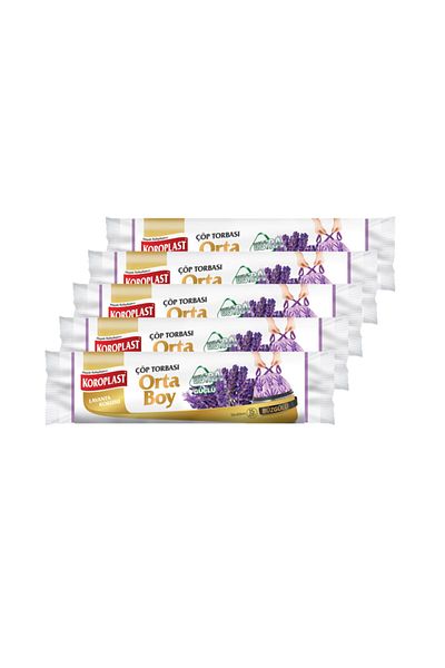 Sarcina Koroplast Extra Strong Medium Size Lavender Scented Drawstring Garbage Bag 55x60cm - 15 Pieces X 5 pcs