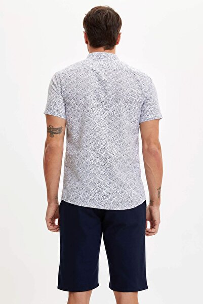 DeFacto Тениска с къс ръкав и шарки, с прилепваща кройка