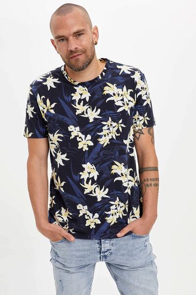 DeFacto Tricou din bumbac cu modele florale