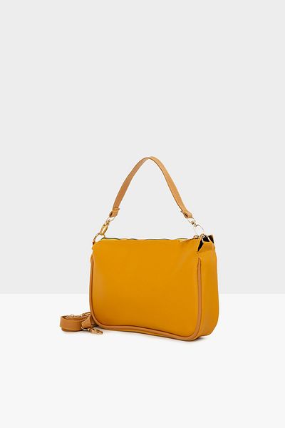Bagmori Yellow Women's Satin Corded Baguette Bag M000004464