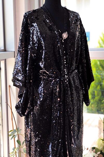 Bride To Bee Black Caftan Siyah Payetli Kaftan SPK207