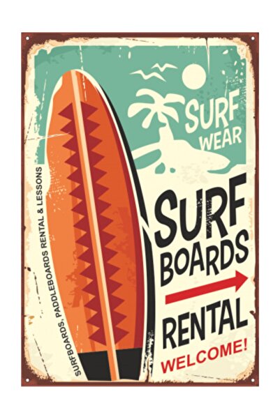 Hayat Poster Ρετρό Ξύλινη Αφίσα Surf - Vintage Design