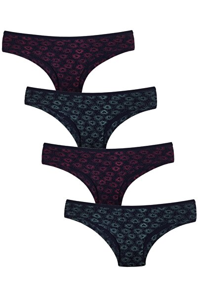 CottonStar Kadın Kalp Desenli Hipster / Şort 4'lü Mix Paket
